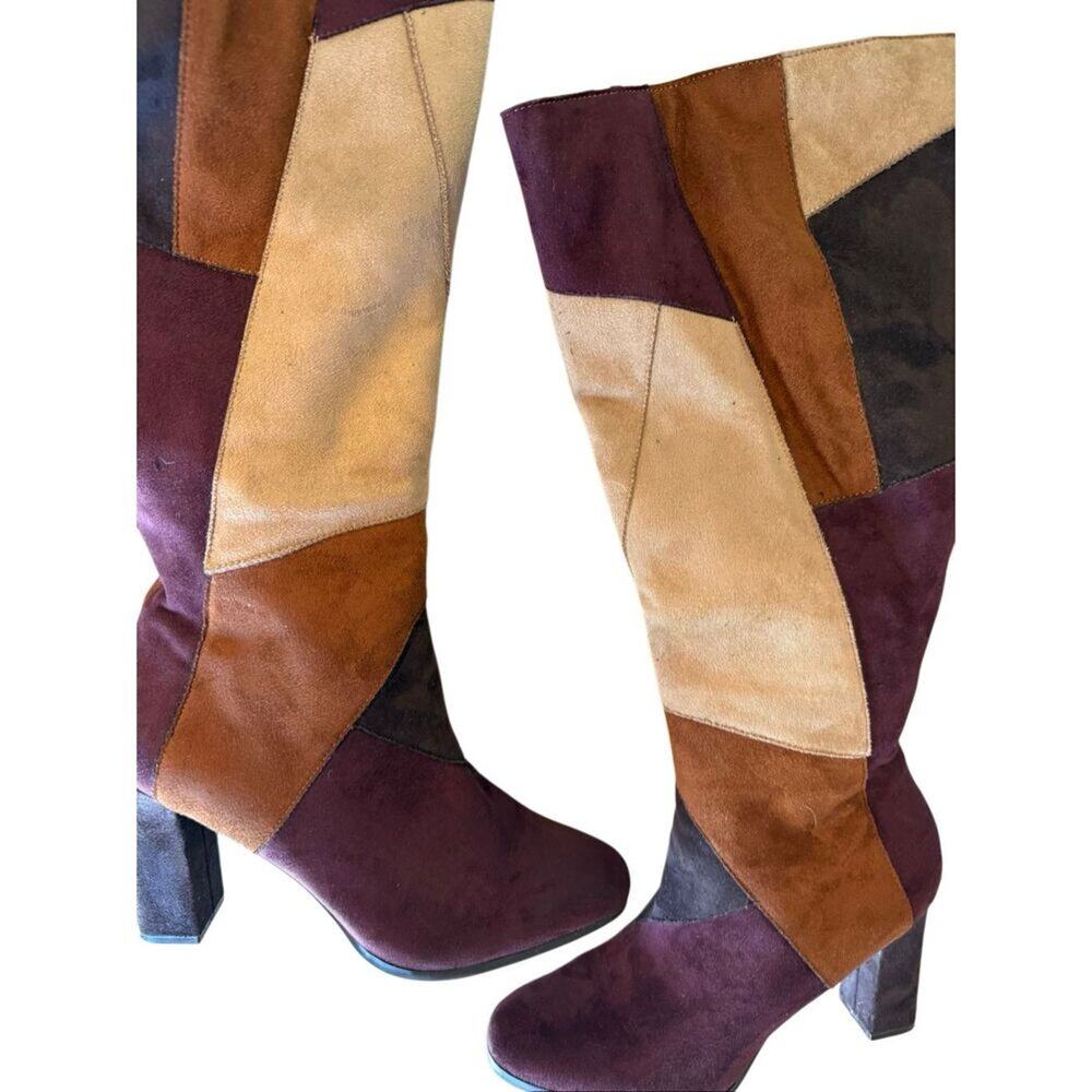 Patchwork Faux Suede Heeled Boot - image 2